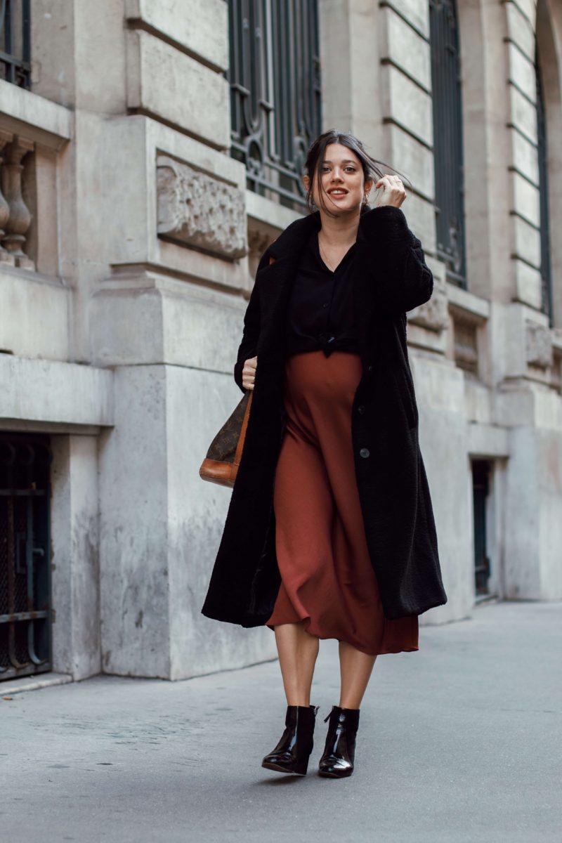 Look de grossesse Nuisette longue manteau en laine retournée sac Louis Vuitton Anne-laure L'atelier d'al blog mode fashion lifestyle Paris